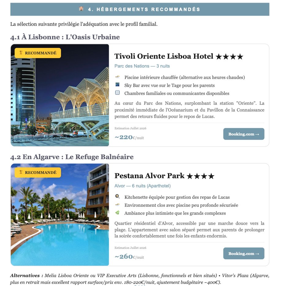 Hébergements avec liens directs de réservation